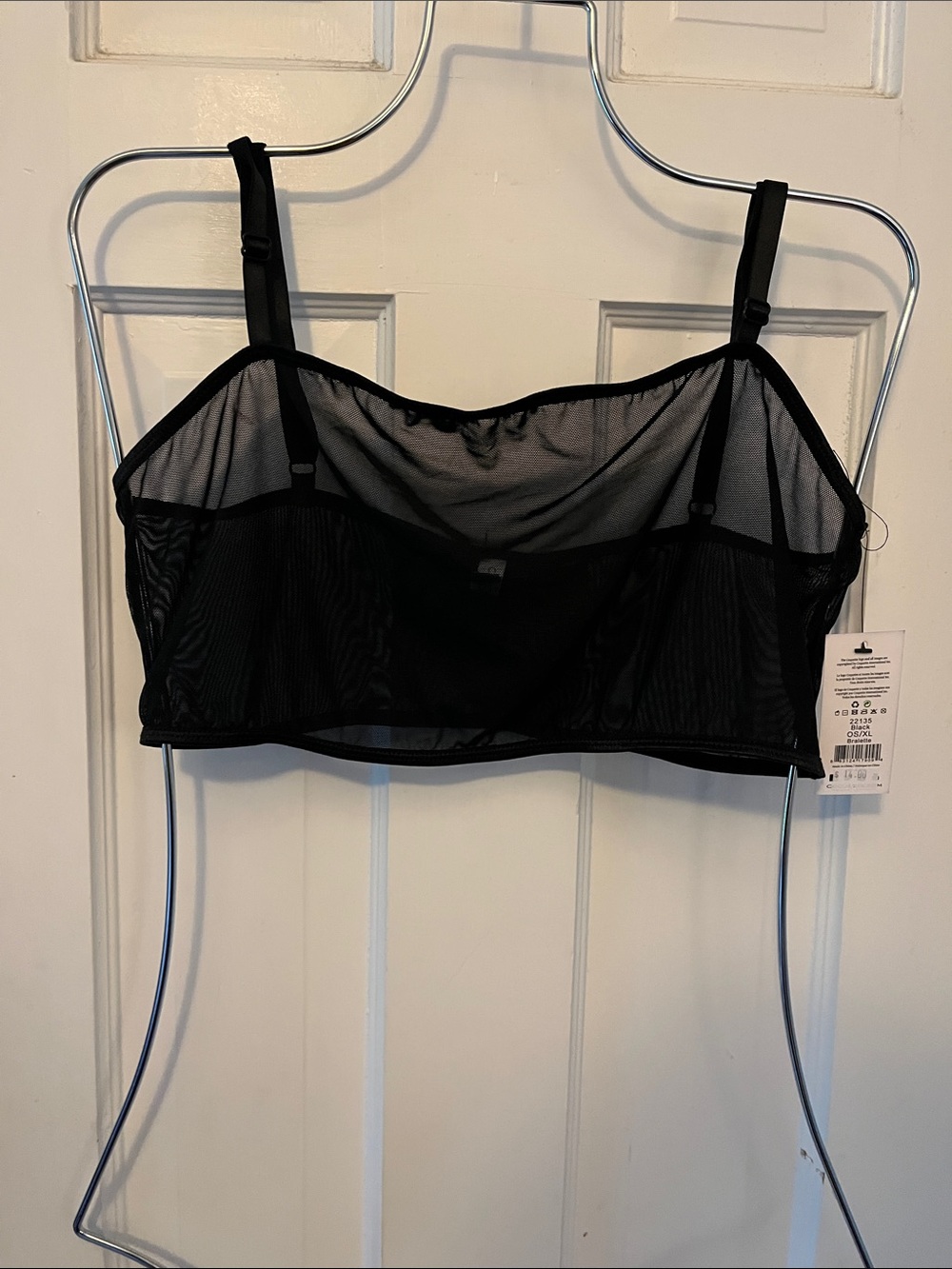 Sheer Mesh Longline Bralette in Black